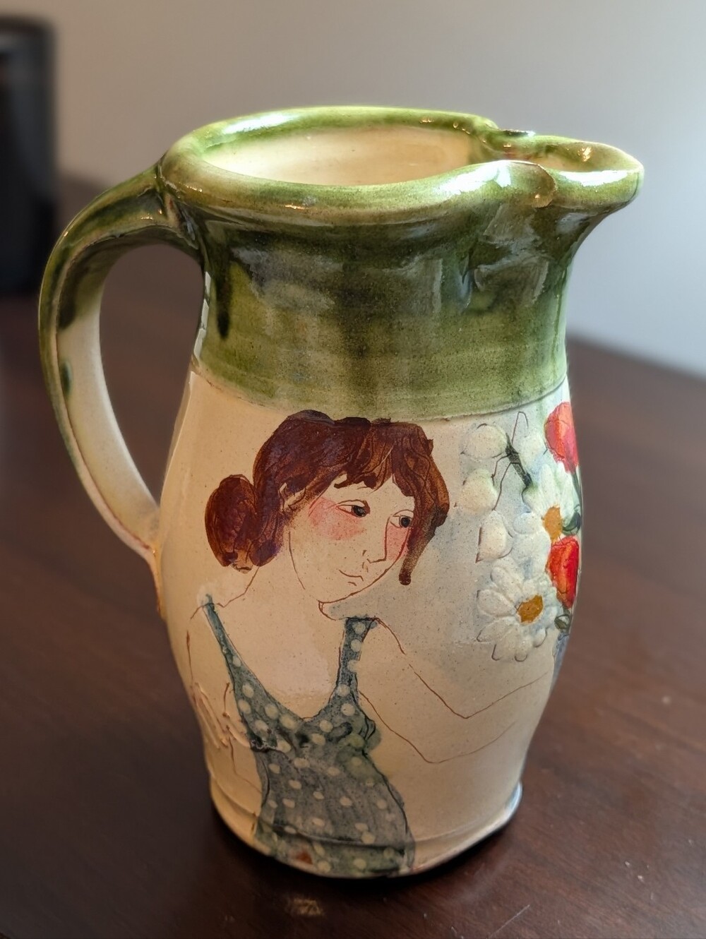 Handmade And Painted Clay Pottery Pitcher